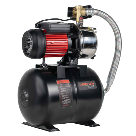 Насосная станция автоматическая Verton AQUA PS1100S/24 (Нержавеющая ст.,1100Вт,230 В//50 Гц,Q max 55л/мин,V24л,глуб.9м,Hmax50м,диам.вх./вых.1, давл.3 бар,Tmax жидк.0-60°C,внеш.диам.шланга 32 мм,внутр.диам.шланга 25мм)