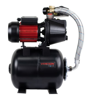 Насосная станция автоматическая Verton AQUA PS1100C (Чугун,1100Вт,230 В//50 Гц,Q max55л/мин,V20л,глуб.9м,H max50м,диам вх./вых.1",давл.3 барTmax жидк.0-60°C, внеш. диам. шланга 32 мм,внутр.диам.шланга 25мм)