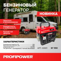 Бензиновый генератор G0001 PROFIPOWER БГ-950