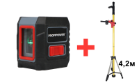 Лазерный нивелир E0335-3 PROFIPOWER NL-02G + Штатив E0053, Высота 4,2м