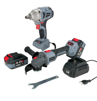 Аккумуляторный бесщеточный E0092 НАБОР 2в1 УШМ E0080 и гайковерт E0081