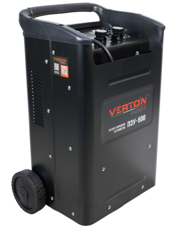 Пуско-зарядное устройство VERTON Energy ПЗУ- 500 (напр.сети 230/50 В/Гц,напр. АКБ 12/24В,емкость зар. АКБ (мин/макс)20-800 Ач,ток зар/зап. 75A/500А,WET/AGM,12В потр.мощн.3,0/6,0кВт,6 реж. зар,IP20)