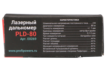Лазерный дальномер E0269 PROFIPOWER 80 метров PLD-80