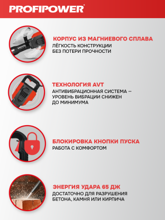 Отбойный молоток электрический E0301 PROFIPOWER ОМ-2000