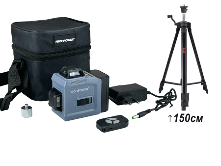 Лазерный нивелир E0214 PROFIPOWER NL-12G + Штатив E0051, Высота 1,5м
