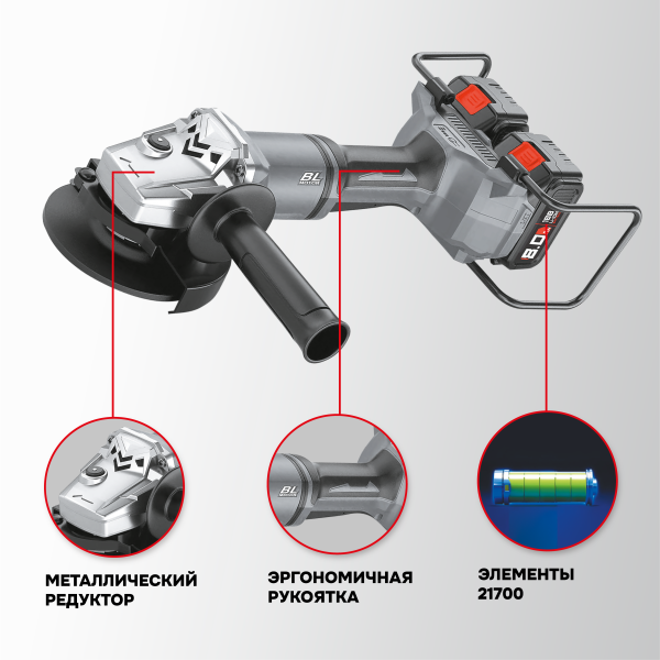 Аккумуляторная бесщеточная УШМ E0234 PROFIPOWER Серия 40B 40B-230