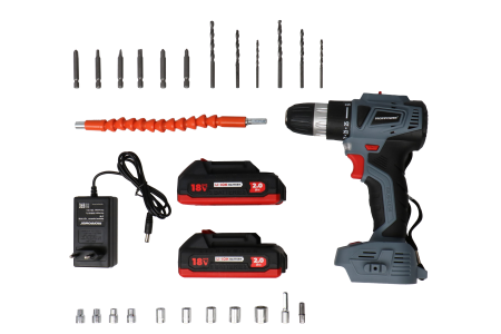 Аккумуляторный бесщеточный шуруповерт E0147 PROFIPOWER MKBL-18BT с набором оснастки