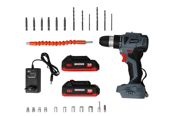 Аккумуляторный бесщеточный шуруповерт E0147 PROFIPOWER MKBL-18BT с набором оснастки